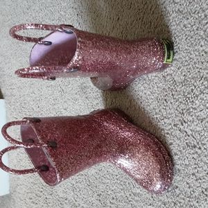 Glitter Waterproof rain boots Rose Gold 7 toddler